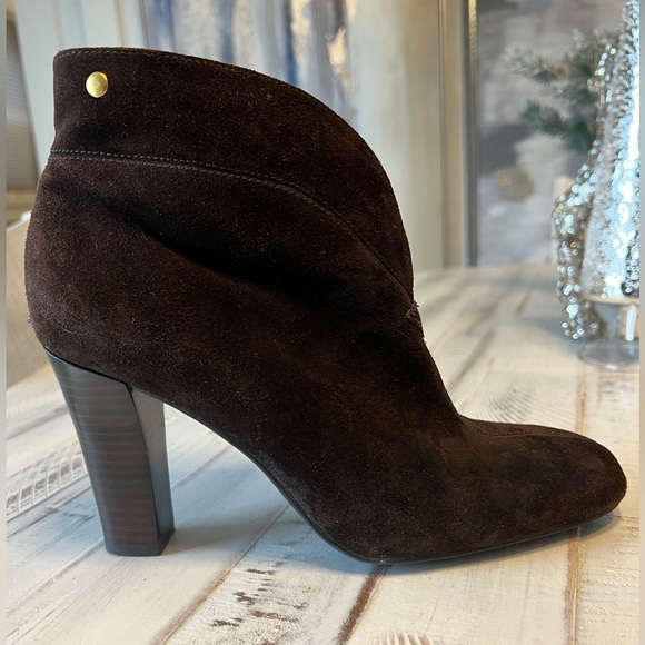 Franco Sarto Shoes - Frankie Sarto Suede Heeled Ankle Booties Brown Sz 7 1/2.